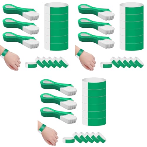 HASTHIP® 300 Pack Paper Wristbands Arm Bands for Events Neon Lightweight Colored Concert Party Waterproof Hand Band Green 3 PCS