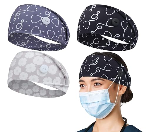 HANNEA® Wide Nurses Headbands Non Slip Elastic Ear Protection for Women