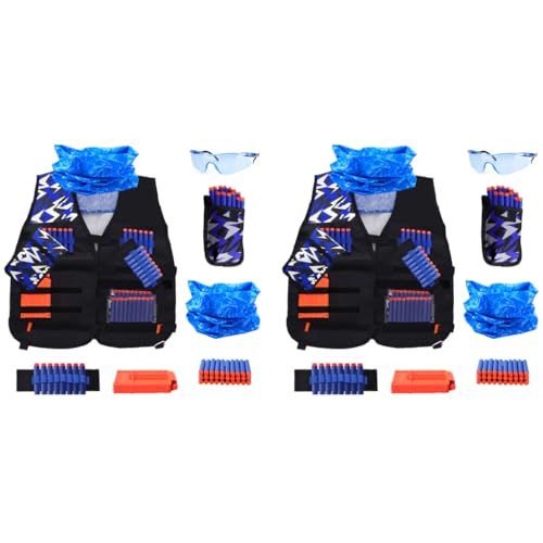 PATPAT® Tactical Vest Kit for Kids Nerf Gun Gear Boys Girls Guns Toys 6 Years Birthday Christmas Gifts Blue 2PCS