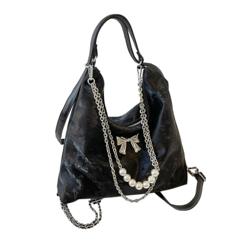 PALAY® Tote Bag for Woman PU Chic Bow Charm Chain Shoulder Bags Convertible Backpack Fashion Casual Hobo Bag