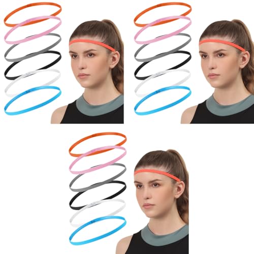 Proberos® 18PCS Sports Headbands Stretchy Fashion 6-Color Sweat for Men Women Silicone Liner Anti-Slip Sport for Yoga Running Workout