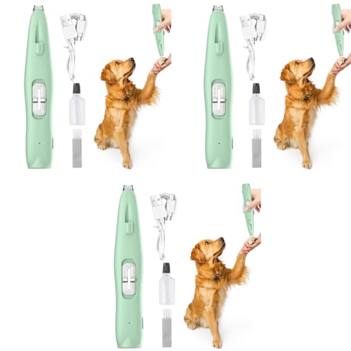 Qpets® Dog Paws Hair Trimmer USB Cordless with UV LED Light Paw Pet Fine for Around Buttocks Wounds Cat Small 3PCS
