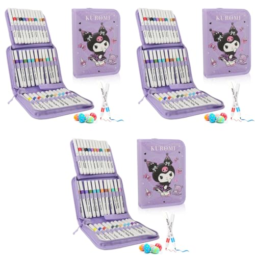 HASTHIP® 36-Color Acrylic Markers Set DIY Graffiti Pens for Painting Quick Dry Coloring on Canvas Paper Wooden Crafts Gifts for Girl Birthday 3 PCS