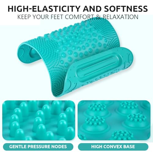HANNEA® TPR Foot Massage Mat, 3 in 1 Foot Acupoint Massage Mat Toe Board with Dual Roller Massage Balls Design, for Promoting Blood Circulation, Relieving Foot Fatigue, 16x19'', Green