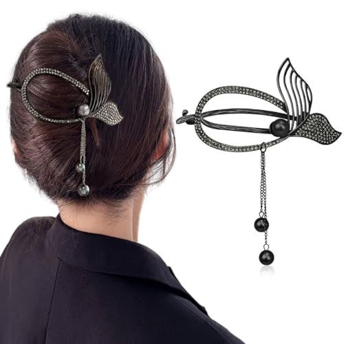 PALAY® Girls Hair Clips 2pcs Pearl Hairpin Golden Hollow Out Chinese Fan Hair Clips for Women Girls Hair Accessories Gift for Girls