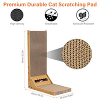 Qpets® Cat Scratcher with Bell Toy 26.8 Inch Stand-up Cat Scratcher Premium Cardboard Scratcher for Cat Cardboard Scratcher Cat Toy