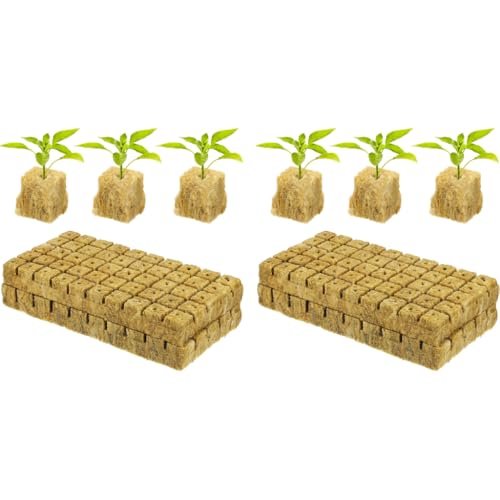 HASTHIP® 200PCS Seed Starter Rockwool Hydroponics Growing Cubes 0.98 Inches Cuttable Pad for Plant Flower Vegetable Seeds