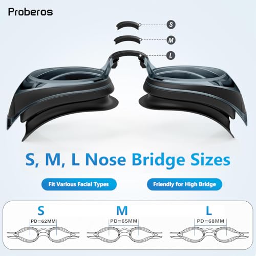 Proberos® Short-sighted Swimming Goggle for Men Women Nearsighted Silicone Waterproof Anti-Fog -4.5 Diopters 2 PCS