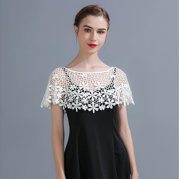 SANNIDHI Lace Shrugs for Women featuring Hollow Out Floral Knit | 3 PCS Cape Wraps