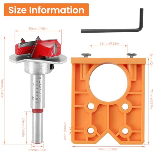 Serplex® 35mm Hinge Hole Drilling Guide Locator Jig for Cabinets Drill Bits Woodworking Door Opener Carpenter Tools Wood Work Accessories 3PCS