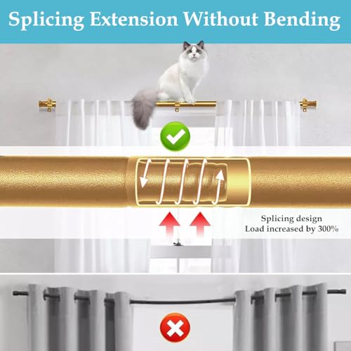 HASTHIP® Golden Curtain Rod for Windows 32-84 Inch Retractable Pipe Assembly Wall Mount Universal Rod 2PCS