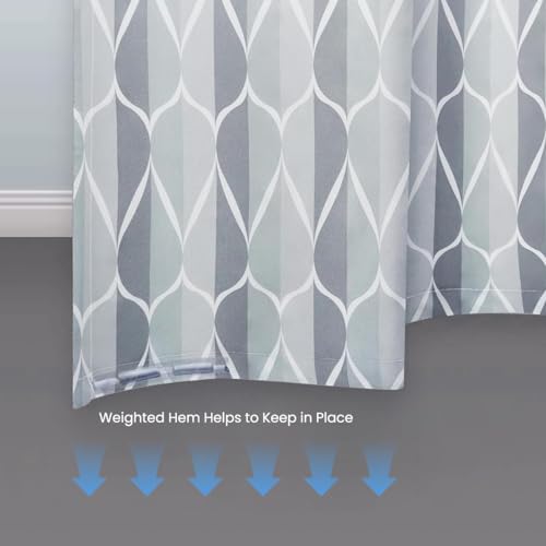 Supvox® Waterproof Bathroom Shower Curtain with Weighted Hem and Hooks, Minimalist Grey Line Design, 71''x71'', Durable and Stylish for Modern Bathtub/Shower Stall Use
