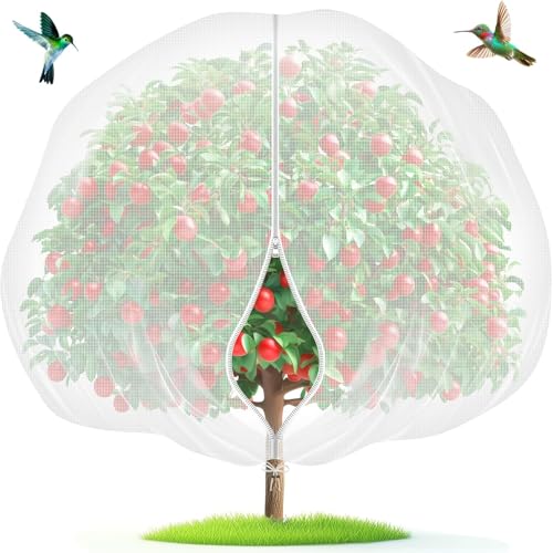 HASTHIP® Fruit Tree Netting with Zipper & Drawstring - 240x240cm Garden Plant Net Pest Barrier to Prevent Cicadas Bird Squirrel Deer
