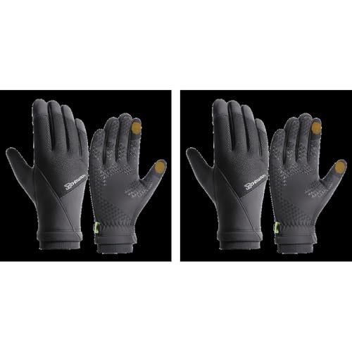 GUSTAVE® Winter Gloves for Men Ski Thermal Fleece Lined Touchscreen Compatible Anti Slip Silicone Grip Waterproof Windproof Snow Cycling Running Sports XL 2PCS