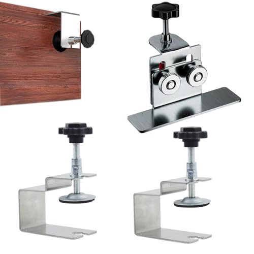 Serplex® 2PCS Stainless Steel C-Shaped Woodwork Clamps Combo with Cabinet Door Mounting Jig, Panel Holder, Support Arm for Woodworking, Metalworking, DIY Craft, Drilling, Door & Drawer Installation