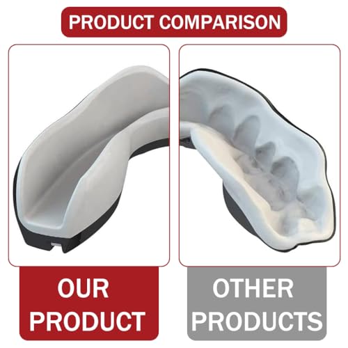 Proberos® Mouthguard 2PC, Shock Absorbing Sports Mouth Guard for Boxing, MMA, Karate, Taekwondo, Football, Basketball, Hockey, Adults 12+ Years, Black Fangz Design, Enhanced Fit & Protection