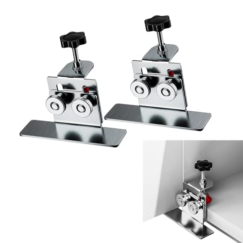 Serplex® 2PCS Floor Cabinet Door Install Clamp, Stainless Steel Cabinet Installation Positioner, Adjustable Mounting Support Arm Jig Attaching Hinges for Hidden or Traditional Door Installation