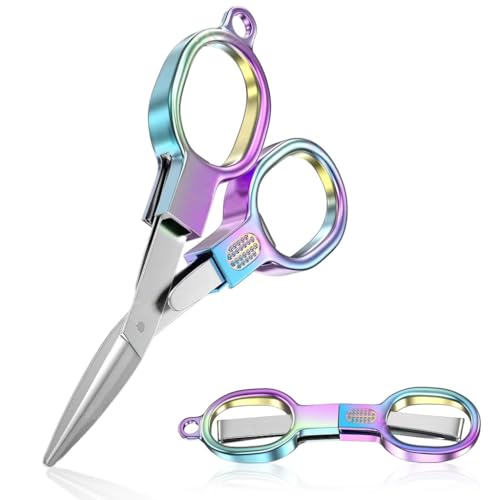 OFIFO® Folding Utility Scissors, 4.5 inch Pocket Scissor Carbon Steel Scissors Fishing Line Scissors Sewing Scissors Crafting Scissors