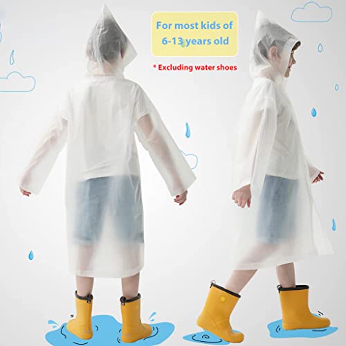 PALAY® 2Pcs Raincoat for Kids Boys Girls with Hood, Thicken Polyester Rain Ponchos Coverage, Bright Color Reusable Raincoat for 6-13 Years Old Kids for Camping, Hiking, Music Festival, Outdoor