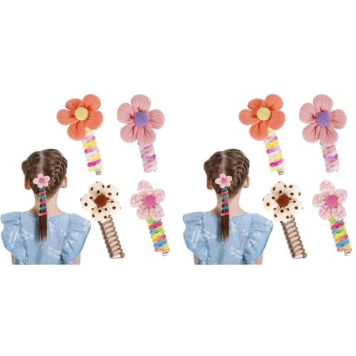 PALAY® 8PCS Spiral Hair Ties for Girls Colorful Braids Telephone Wire Band Kids Cute Cartoon Elastic Tie Ponytail Holder Maker Accessories Children