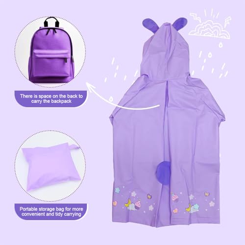 SNOWIE SOFT® Hooded Raincoat for Kids Wide Brim EVA Knee Length with Storage Bag Cartoon StellaLou Print 5-7 Years Old Recommended Height 115-125cm 3PCS