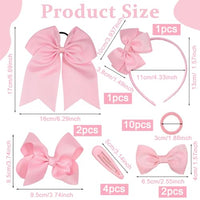 MAYCREATE® Set of 20pcs Bow Hairband Set, Cute Hair Bows for Kids Girls, Bowknot Headbands Hair Clips Hair Ties Rubber Kit School Hair Accessories for Girls, Toddlers - Pink