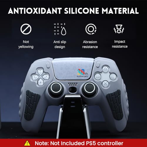 Verilux® PS5 Controller Silicone Cover Case Combo, Anti-Slip Sweat Proof Skin for PS5 DualSense, with 2 Thumb Grip Caps, Joystick Protectors & Touchpad Sticker, Protective Wrap for Gaming