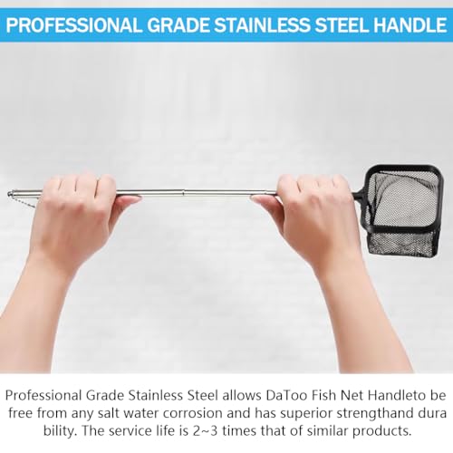 Qpets® Fishing Net 3.1X3.1 Inch Small Aquarium Fish for Betta Tank 18 Inch Stainless Steel Retractable Handle Square Catching 3PCS