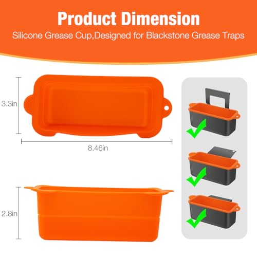 HASTHIP Grease Cup Liners for Blackstone, Reusable Silicone Drip Pan Liner Grease Cup Holder Accessories for Blackstone Grill Grease Drip Tray Compatible with Blackstone Most Grills
