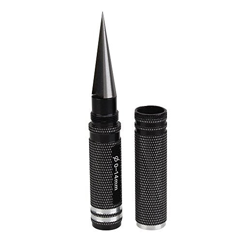 HASTHIP Stainless Steel Hole Puncher Reamer, 0-14 mm Diameter Cone Cutter Drill Bit with Anti-Slip Handle and Protective Case, Multi-Use Tool for Airplanes, Cars, Boats (Black)