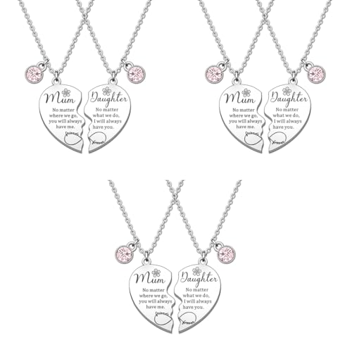 SANNIDHI® 6PCS Necklace for Women Girls Mother Daughter Heart Pendant Necklace with Gift Box Matching Infinite Necklace Chain Locket Jewellery Women's Day Mothers Day Birthday Gift for Mom
