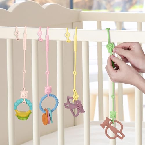 SNOWIE SOFT® 12PCS Baby Pacifier Anti-Lost Straps Easy Tie Up Food Grade Silicone Safe Chain Ties On High Chair Stroller Kawaii Cute Bear Clips Travel Essentials Assorted