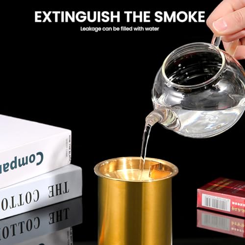 HASTHIP® Stainless Steel Ashtray Combo, Green & Golden Windproof Ashtrays with Funnel Lid & Cigarette Holder, Car, Table, Home, Office, DIY, Journaling, Scrapbooking, Crafts, 3.9 Inch