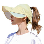 PALAY® Sun Hats for Women, Wide Brim Visor Hat for Women, UV Sun Protection Golf Cap with Retractable Side Brim, Fashion Breathable Hat for Beach Fishing Tennis Running