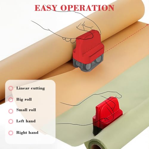OFIFO® Wrapping Paper Cutter with Wheels | Straight Line Gift Wrap Cutter for Birthday and Christmas, Fits Various Rolls and Papers-Multicolor