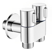 HASTHIP® Two Way Tap Angle Cock with Wall Flange, 2 in 1 Brass Dual Tap Chrome Finish with Bubbler, Sink Faucet Splitter for Washing Machine, Toilet and Bathroom