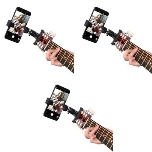 HASTHIP® 2-in-1 Guitar Phone Holder Guitar Headstock Desk Clip Mount for Phone Action Camera 360 Rotatable Strong Clamp Secure for Musicians Streamers Content Creators Black 3 PCS