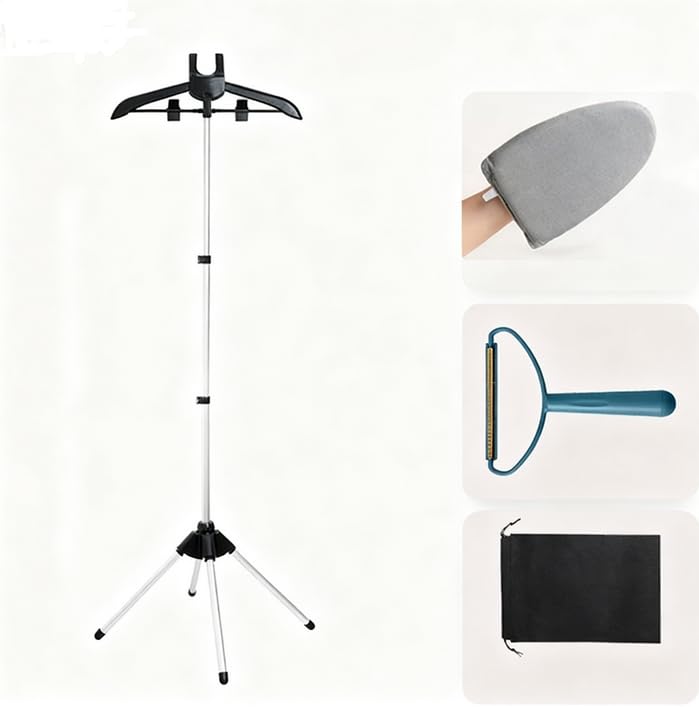 [Second-hand]HASTHIP@ Garment Steaming Stand 62.9'' Telescopic Aluminum Alloy Steaming Rack with Gloves,Lint Scraper, Storage Bag, Freestanding Stable 4-Leg Stand Base Steaming Garment Support