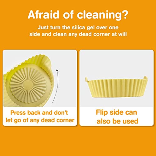 HASTHIP® Air Fryer Reusable Silicone Pot, Air Fryer Pot with Ear Handles, Air Fryer Accessories, Easy to Clean, 6.5 in, Air Fryer Silicone Liner Wave Stripe Texture for Even Heat