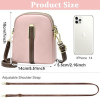 PALAY® Sling Bag Stylish PU Women Crossbody Bag Phone Bag Double Layer Daily Bag with Detachable Shoulder Belt Casual Shoulder Bag with Zipper Pouches Gift for Women, Pink