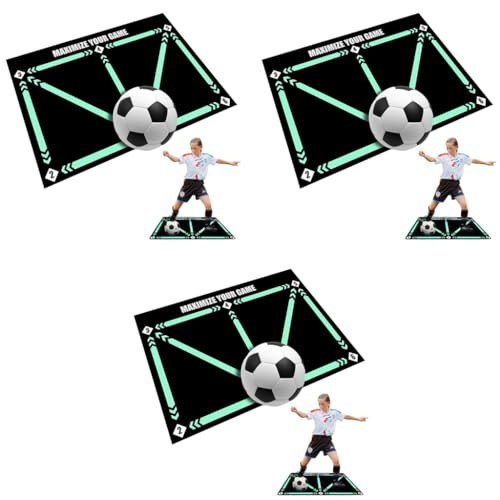 Proberos® Kids Football Training Mat 23.6x35.4 inches Soccer Shooting Skill Exercise with Guideline Anti-slip Agility Diatom Mud Mat 3 PCS