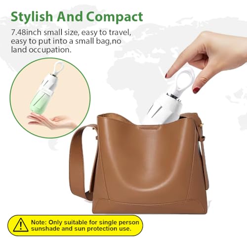 PALAY® UV Umbrella Small for Sun Protection 5 Fold Stylish Capsule Women Men Kids Girls Boys Perfect Rain Windproof 8 Ribs Design UPF50 Gradient Green 2PCS