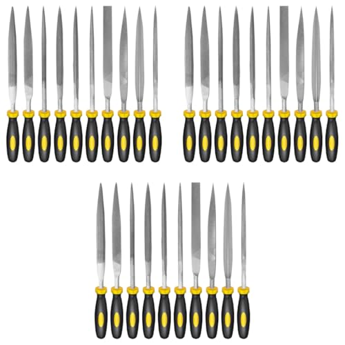 HASTHIP® 30PCS File Tools Set Premium Hardened Drop Forged Alloy Steel Includes Flat Warding Square Triangular Round Half-Round Files 5mm 180mm per one