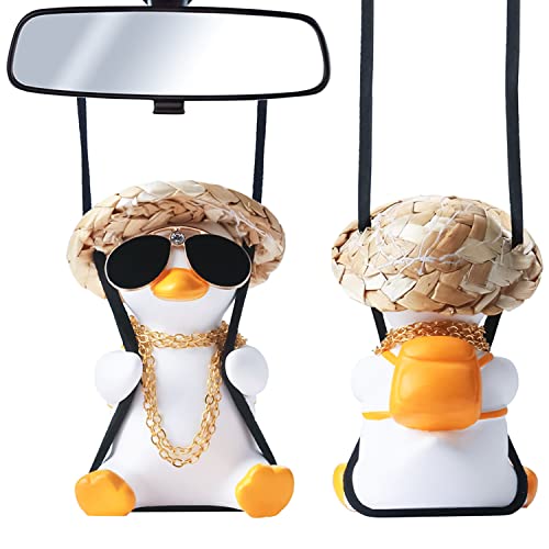 STHIRA® Swinging Duck Car Hanging Ornament, Cute Swinging Duck Rear View Mirror Hanging Decoration, Car Pendant Duck for Car Interior Accessories Auto Decoration Ornament Accessories Room Decoration Gifts