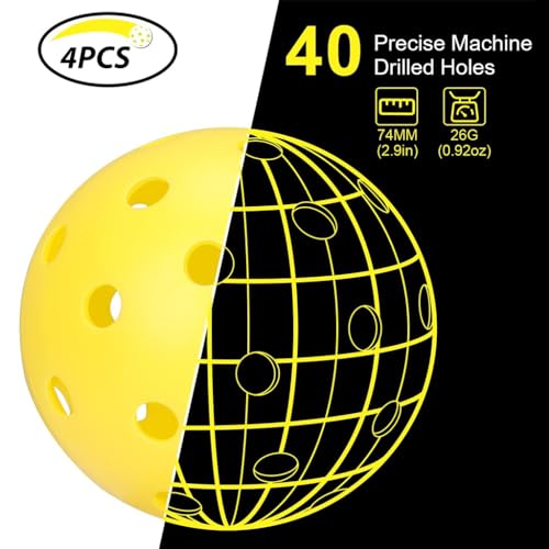Proberos® 8PCS Outdoor Pickleball Balls 74mm Diameter Hard PE 40-Hole High Elasticity Durable High Bounce True Flight Ideal for All Skill Levels