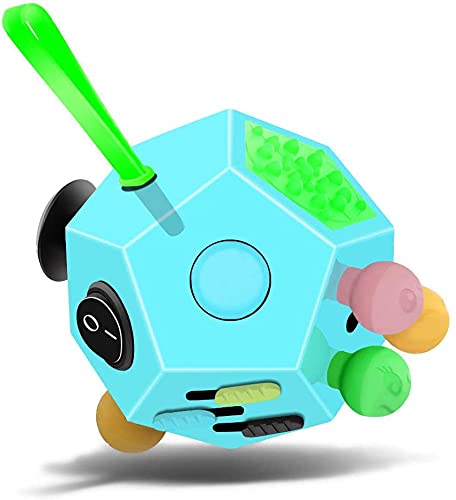 PATPAT 12 Sided Fidget Cube for Stress and Anxiety Relief featuring Dodecagon Design and Blue ABS Structure | Pocket 6x6x8 cm Toy for Kids and Adults