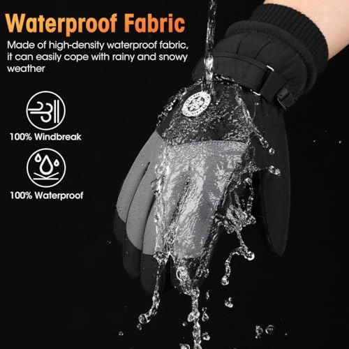 GUSTAVE® Polyurethane Winter Gloves for Men Women Warm Splashproof Windproof Riding Gloves Touch Screen Finger Anti-Slip Design, Ski Gloves, Bike Gloves, Cycling