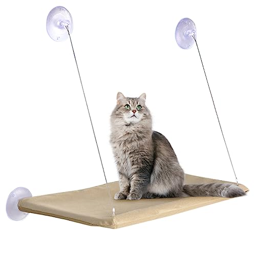 Qpets® Cat Bed, Cat Hammock 30 * 54cm Cat Hammock Cozy Cat Hammock with Upgrade Safe Suction Cup, Cat Hammock for Resting Napping Cat Hanging Hammock on Wall, Window, Balcony, Bedroom