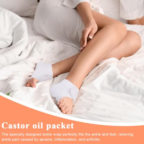 HANNEA® 4PCS Castor Oil Pack Wrap for Ankle Reusable for Feet Compress Women Men Support Plantar Fasciitis Relief