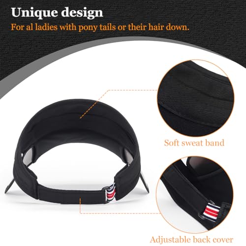 PALAY® Sun Golf Visor Hats for Women Adjustable Retractable Brim Cap Beach Black 2PCS
